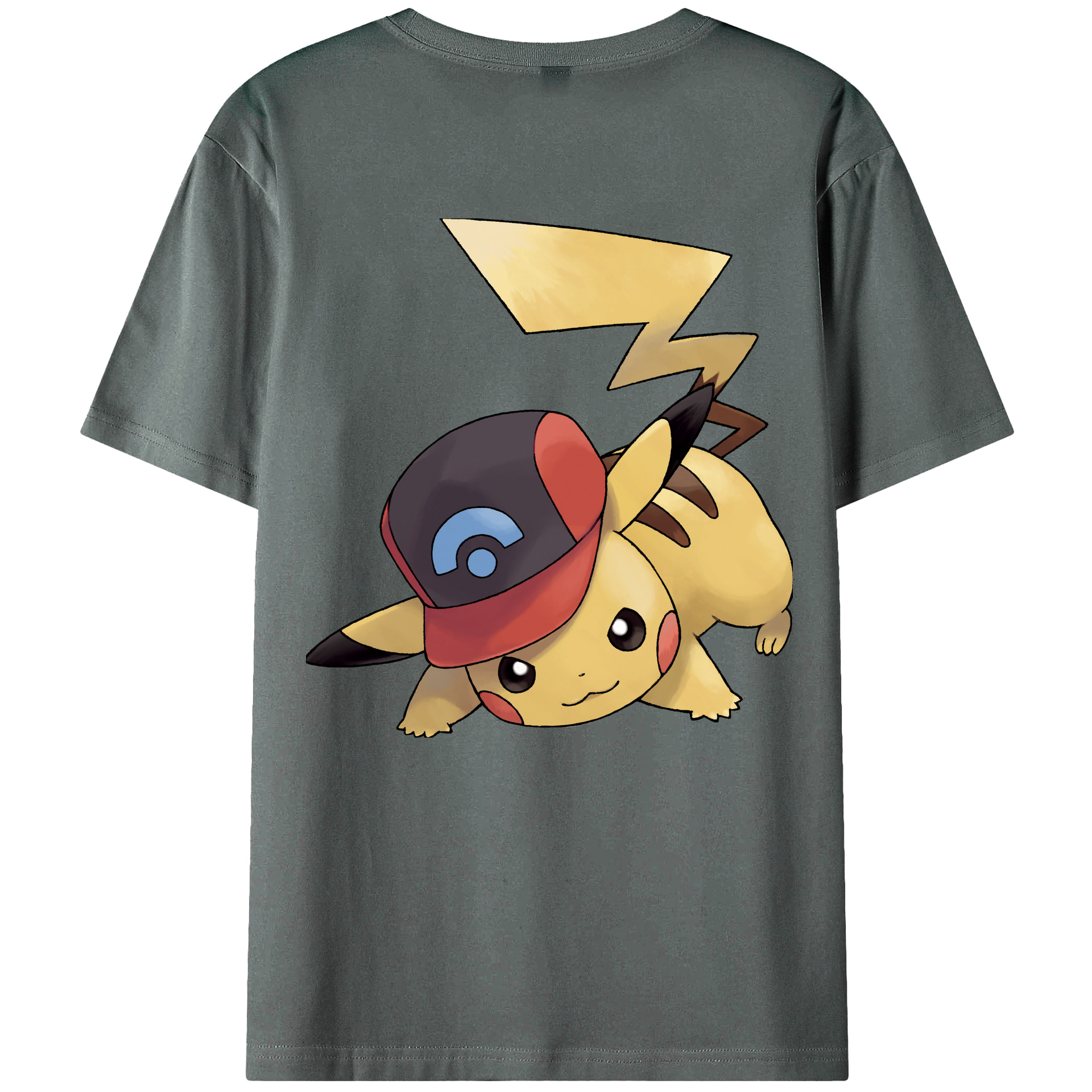 （画像用） ポケットモンスター Pokémon 綿100％ メンズ半袖Tシャツ（バックプリント） 通気性